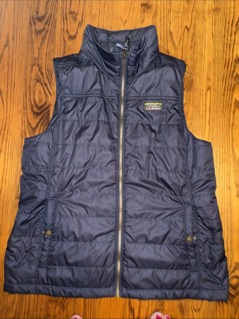 L.L. Bean Navy Quilted Vest with Stand Collar
